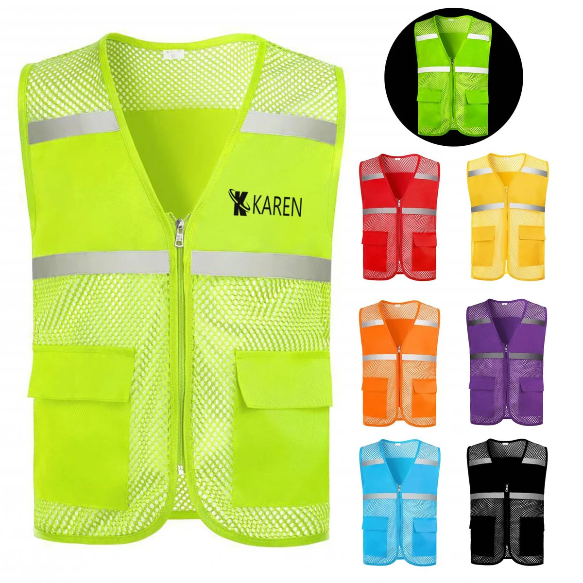 Hi Viz Reflective Polyester Mesh Safety Vest 1