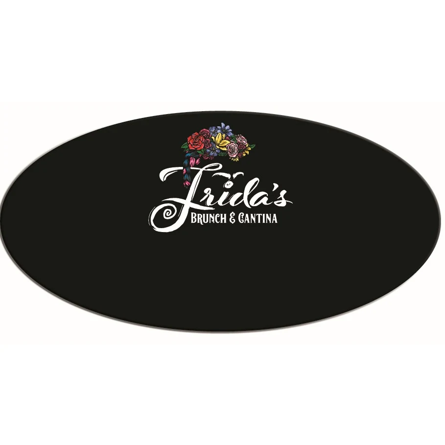 1.5 x 3" Black Oval Plastic Reusable Badge 1