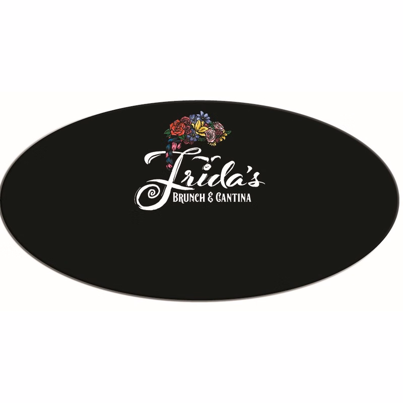 1.5 x 3" Black Oval Plastic Reusable Badge