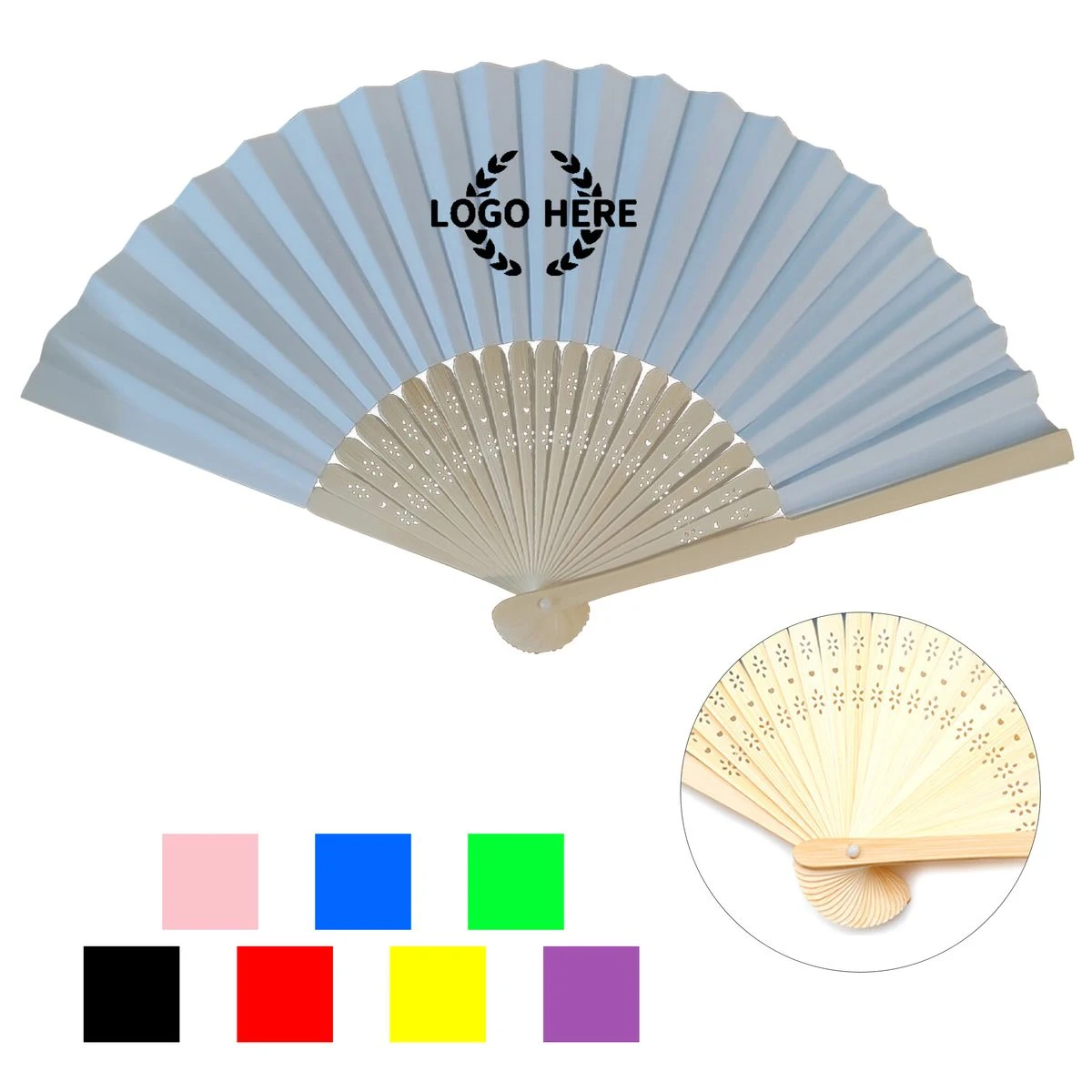 Portable Foldable Bamboo Paper Fan 1
