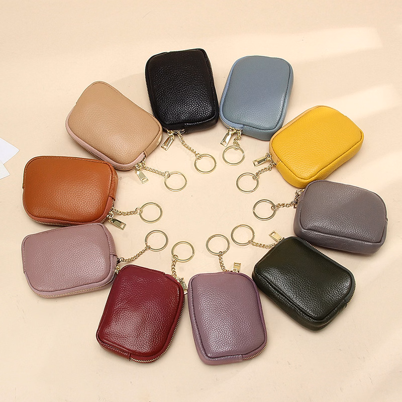 Zippered Small Leather Coin Purse
