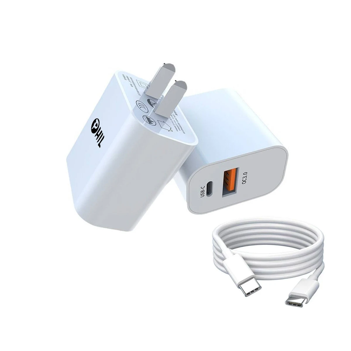 Pd20w fast charge head with C port data cable 1