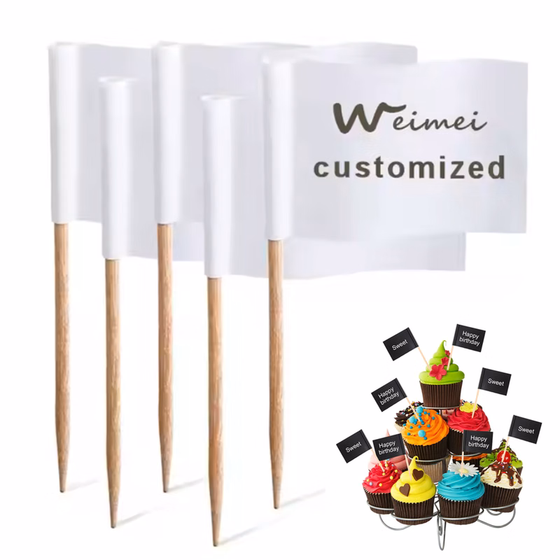 Customizable Toothpick Flag Full Color Printing Shaped Designs Available