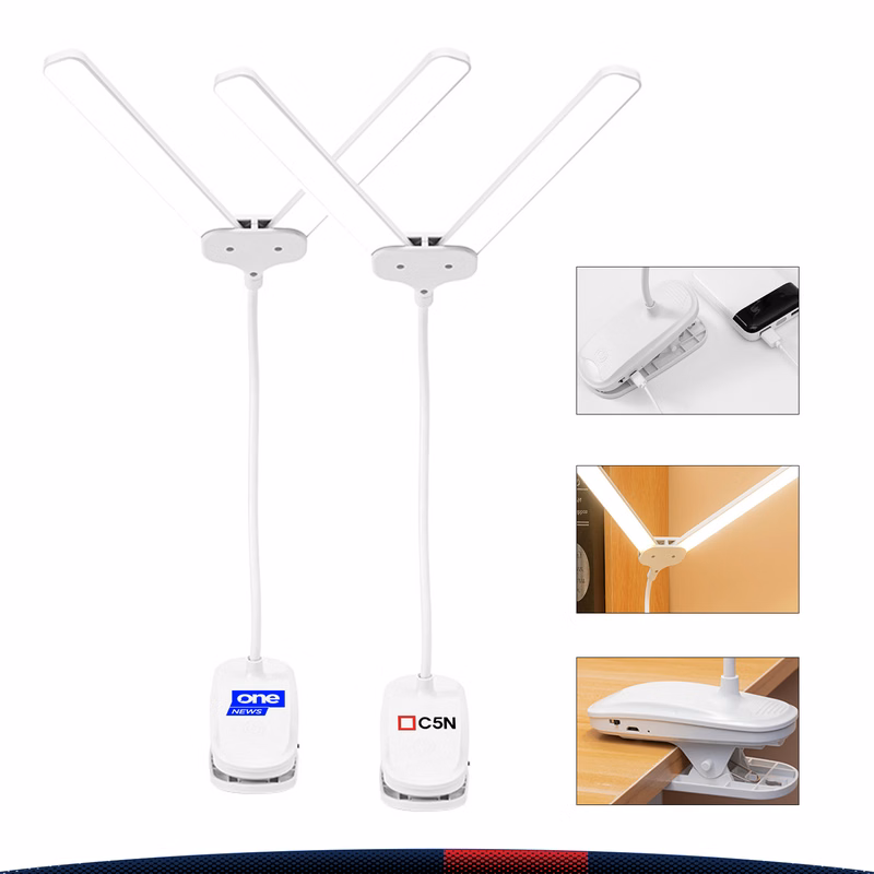 Klentor Dual Head Rechargeable LED Desk Lamp