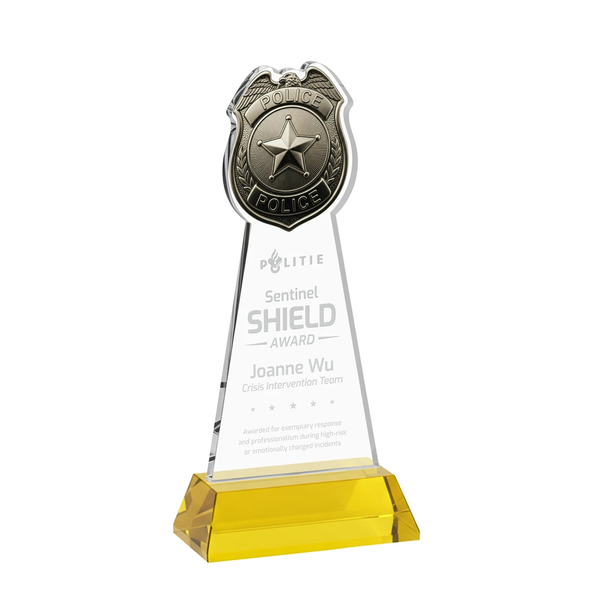 Police Badge Award on Hartford Base - Gold 1