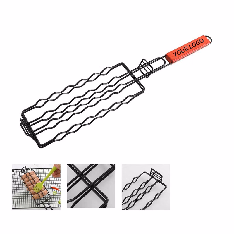 Iron Grill Basket with Handle for Easy Flipping