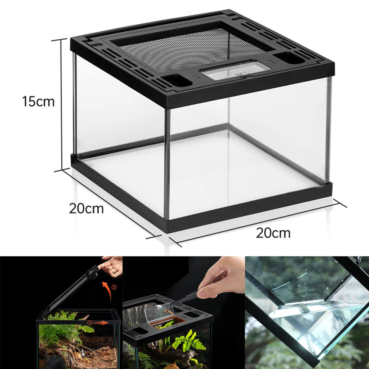 8'' Reptile Amphibians Terrarium Glass Box 1