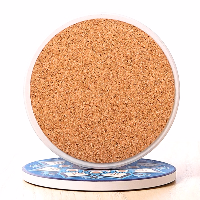 Heat-proof Ceramic Stone Coaster with Cork Base