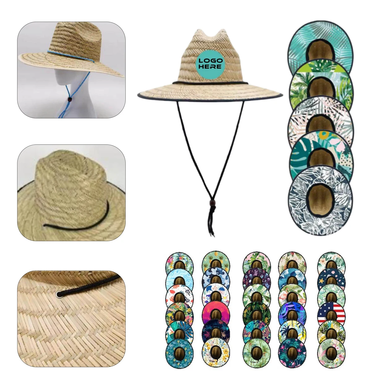 Sublimated Lifeguard Sun Straw Hat 1