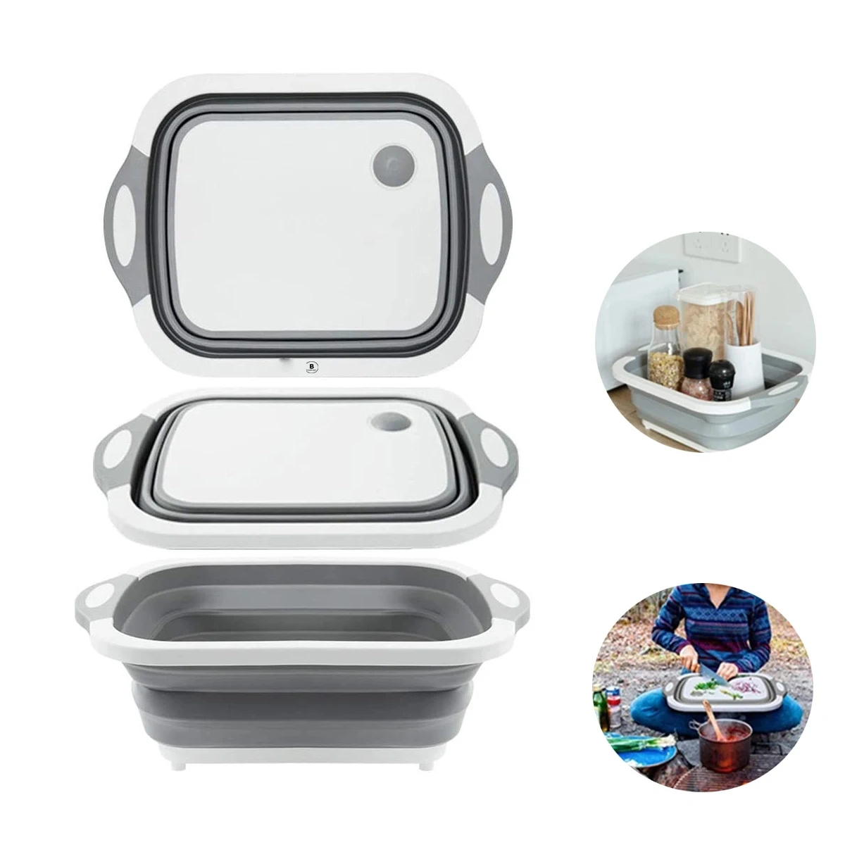 Collapsible Cutting Board with Colander 1