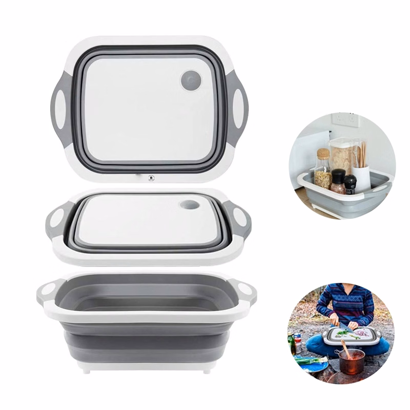 Collapsible Cutting Board with Colander