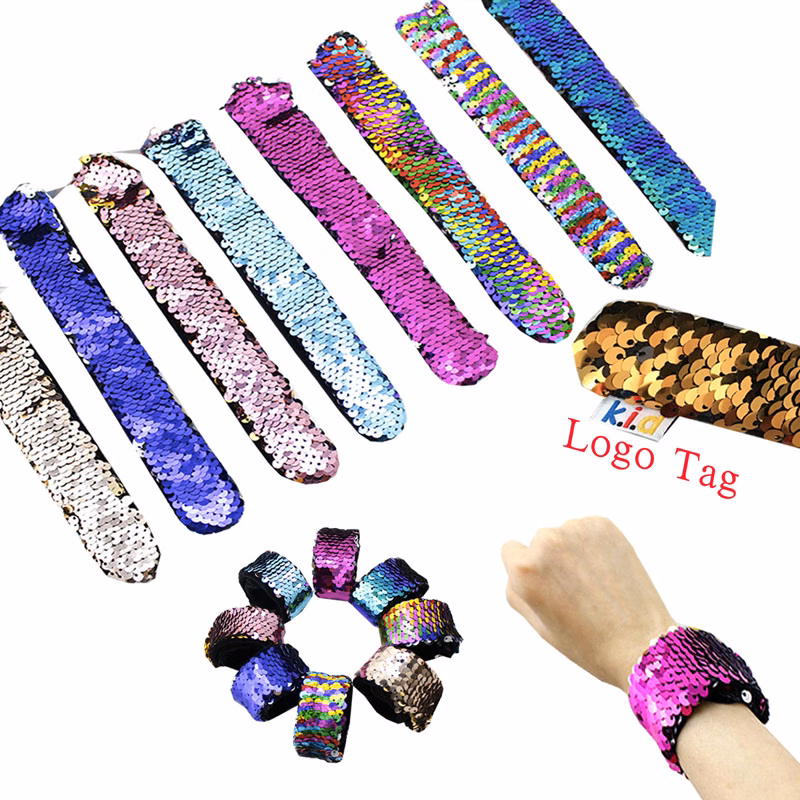 Reversible Mermaid Sequins Clap Ring Bracelet