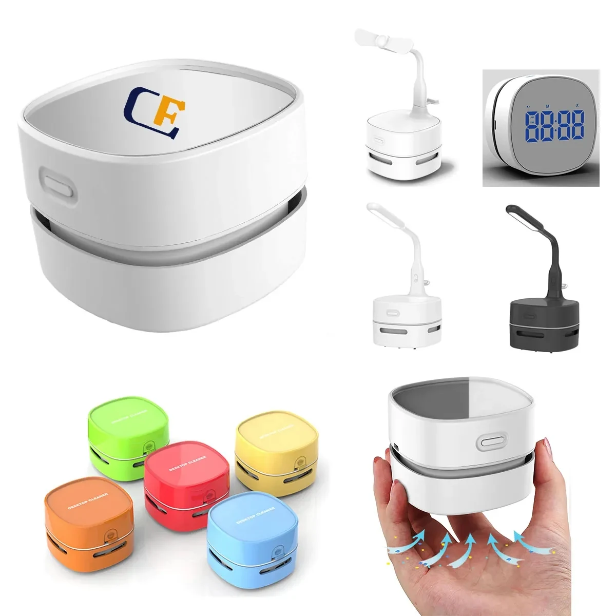Desktop Vacuum Cleaner with Lamp Wirleess charging Fan Alarm 1