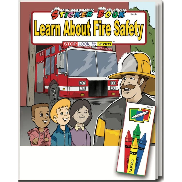 Learn About Fire Safety Coloring Book Sets - 4 Pack Crayons Stickers Ages 3-11 1
