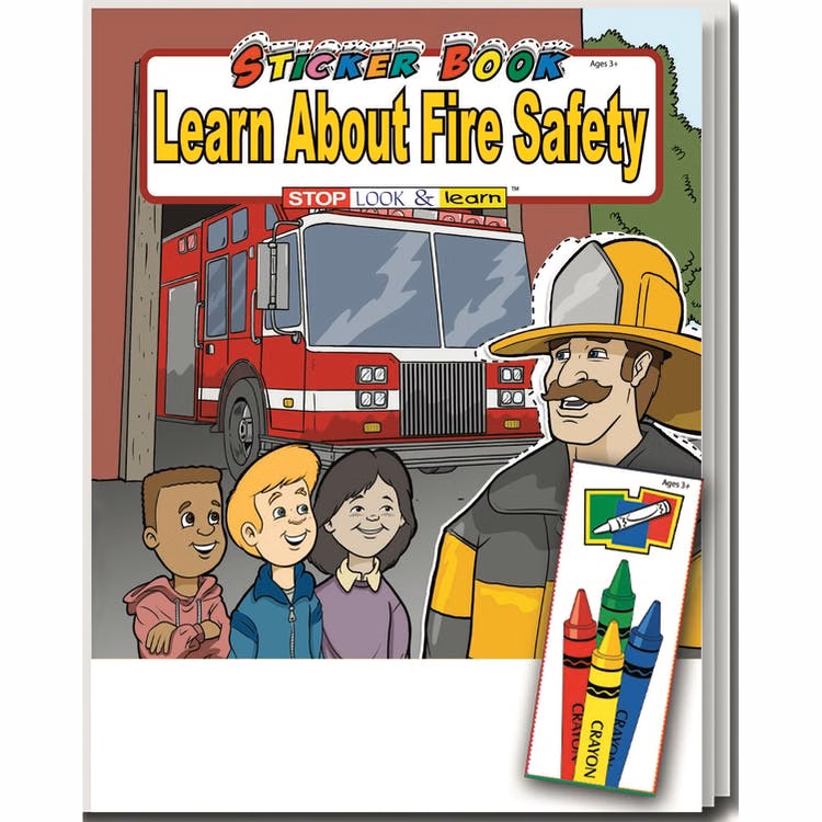Learn About Fire Safety Coloring Book Sets - 4 Pack Crayons Stickers Ages 3-11