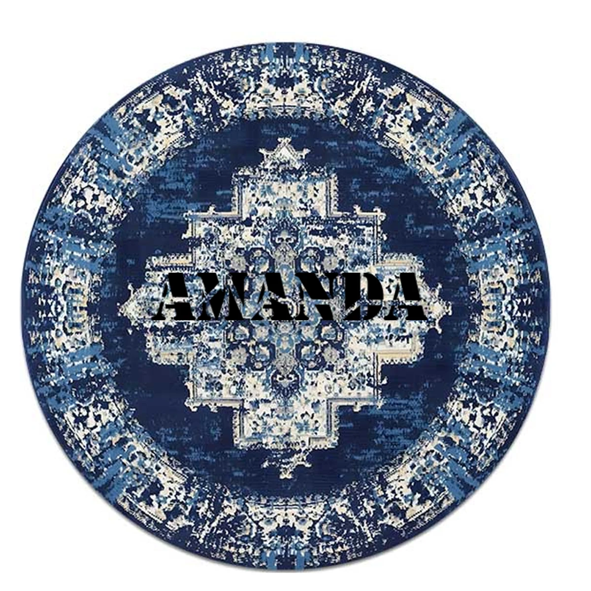 23 inch Crystal Velvet Round Vintage Ethnic Rug 1