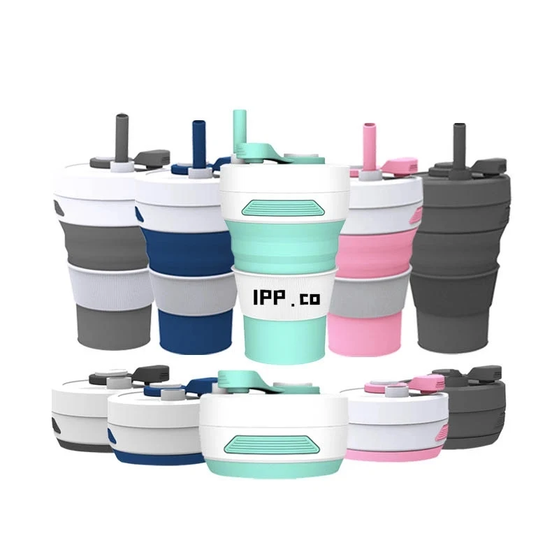 Collapsible Travel Cup Silicone Folding Bottle with Lids 1