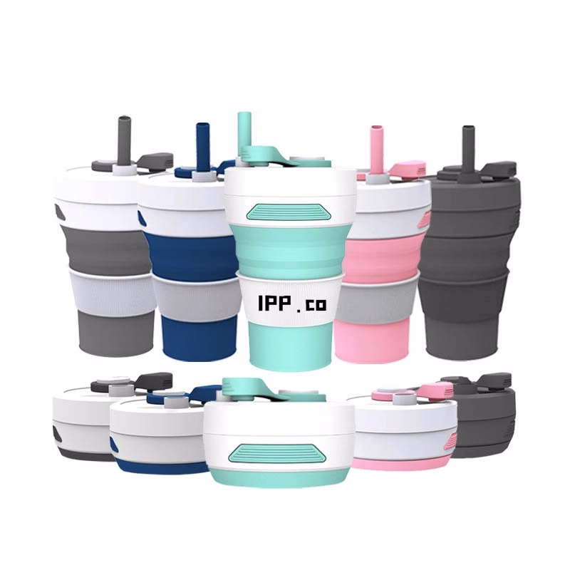 Collapsible Travel Cup Silicone Folding Bottle with Lids