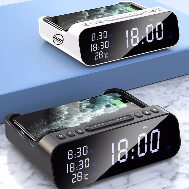 Wireless Charger With Large Led Time Screen & Ararm Clock