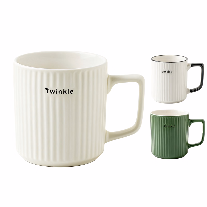 Solid Color Vertical Striped Ceramic Mug