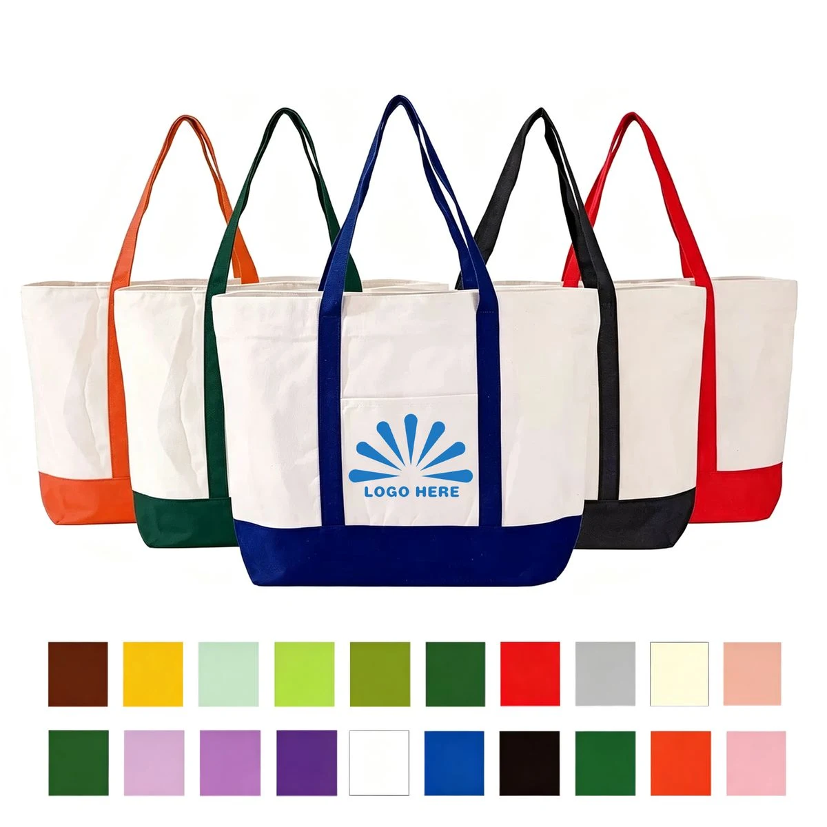12oz Custom Canvas Boat Tote Bag MOQ 20, custom tote bag with logo imprint 1