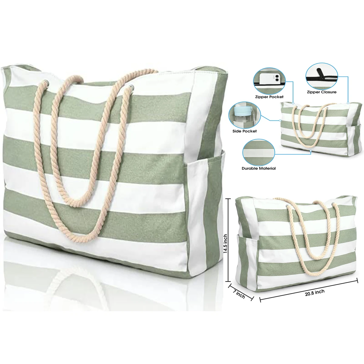 20.8 x 7 x 14.5 Inches Beach Bags for Women 1