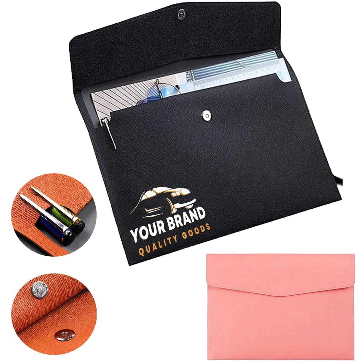 Waterproof Reusable Business File Package With Snap Closure 1