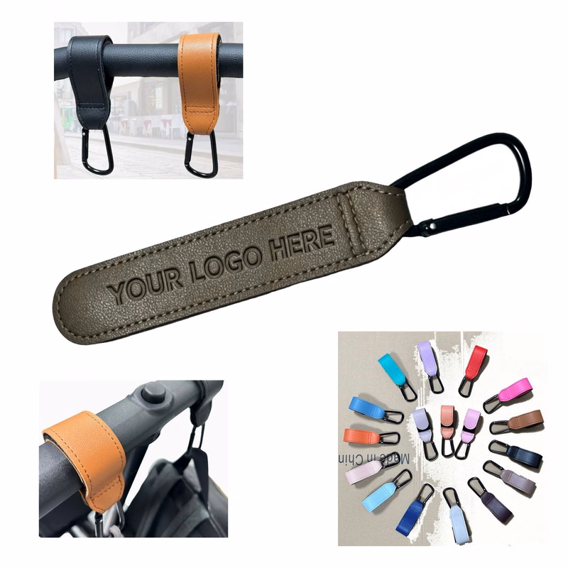 Promotional PU Stroller Trolley Hook With Custom Debossed Logo For Branding