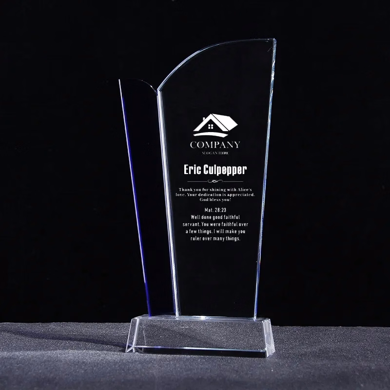Crystal Blue Accented Wave Trophy
