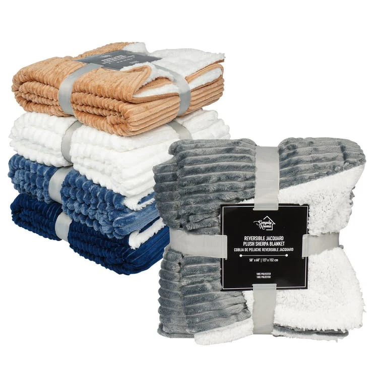 Ribbed Plush Blankets - Reversible 50" x 60" 1