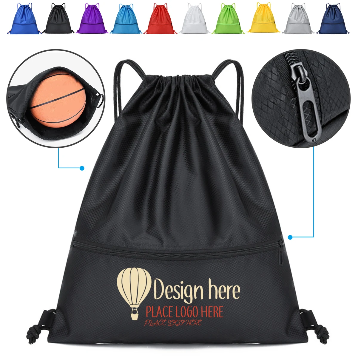 Multi-color basketball backpack with built-in pockets 1