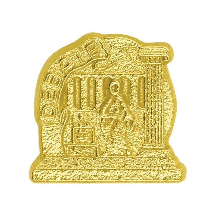 Debate Bright Gold Chenille Lapel Pin 1