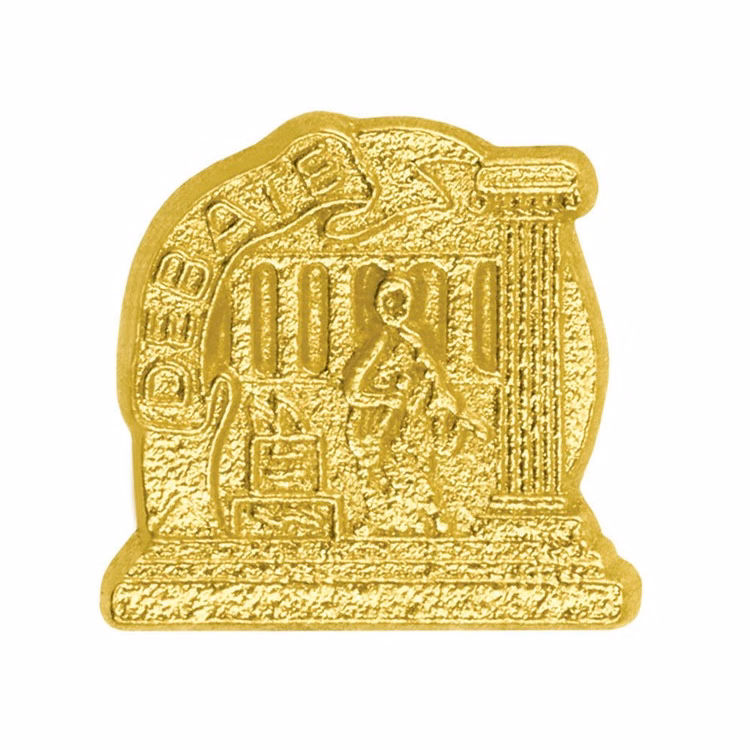 Debate Bright Gold Chenille Lapel Pin