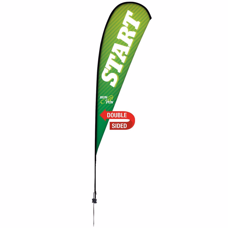 15' Premium Teardrop Sail Sign Kit (Double-Sided with Ground Spike & Ground Anchor)