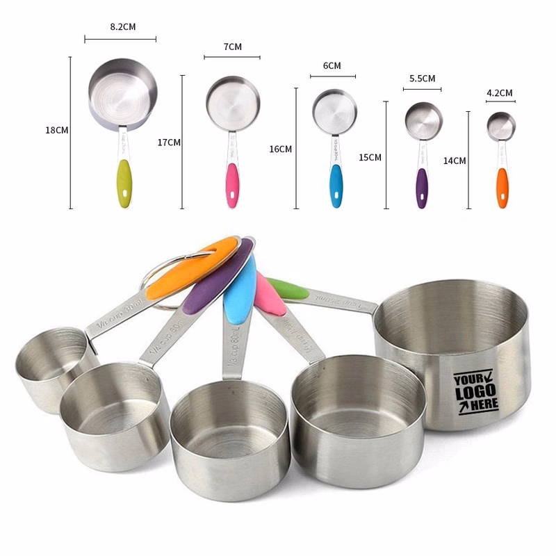 5 In 1 Measuring Cups And Spoons Set With Silicone Handles