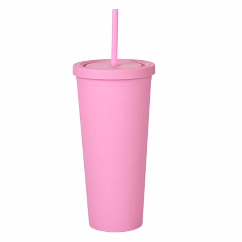 Plastic straw cup wiht lid