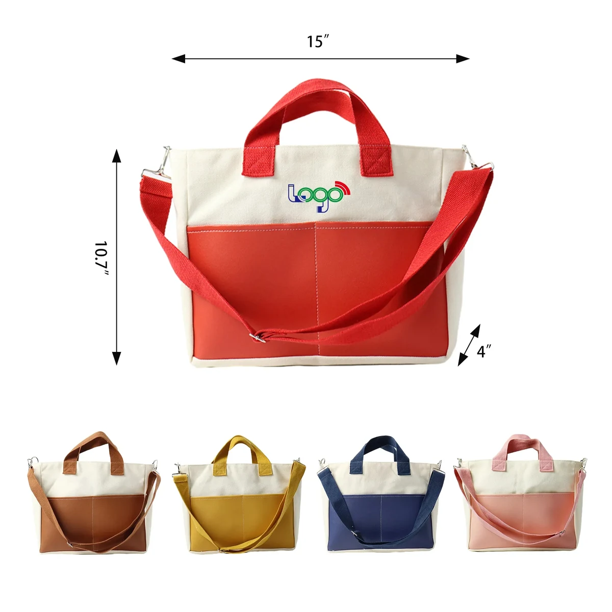Cotton Zipper Tote Advertising Canvas Bag MOQ 50PCS, custom tote bag with logo imprint 1