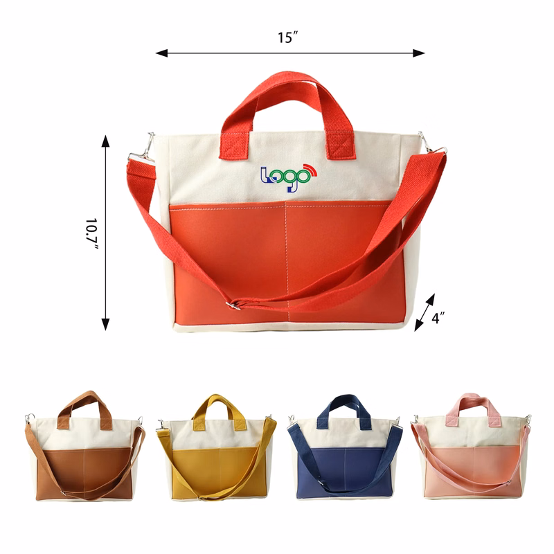 Cotton Zipper Tote Advertising Canvas Bag MOQ 50PCS