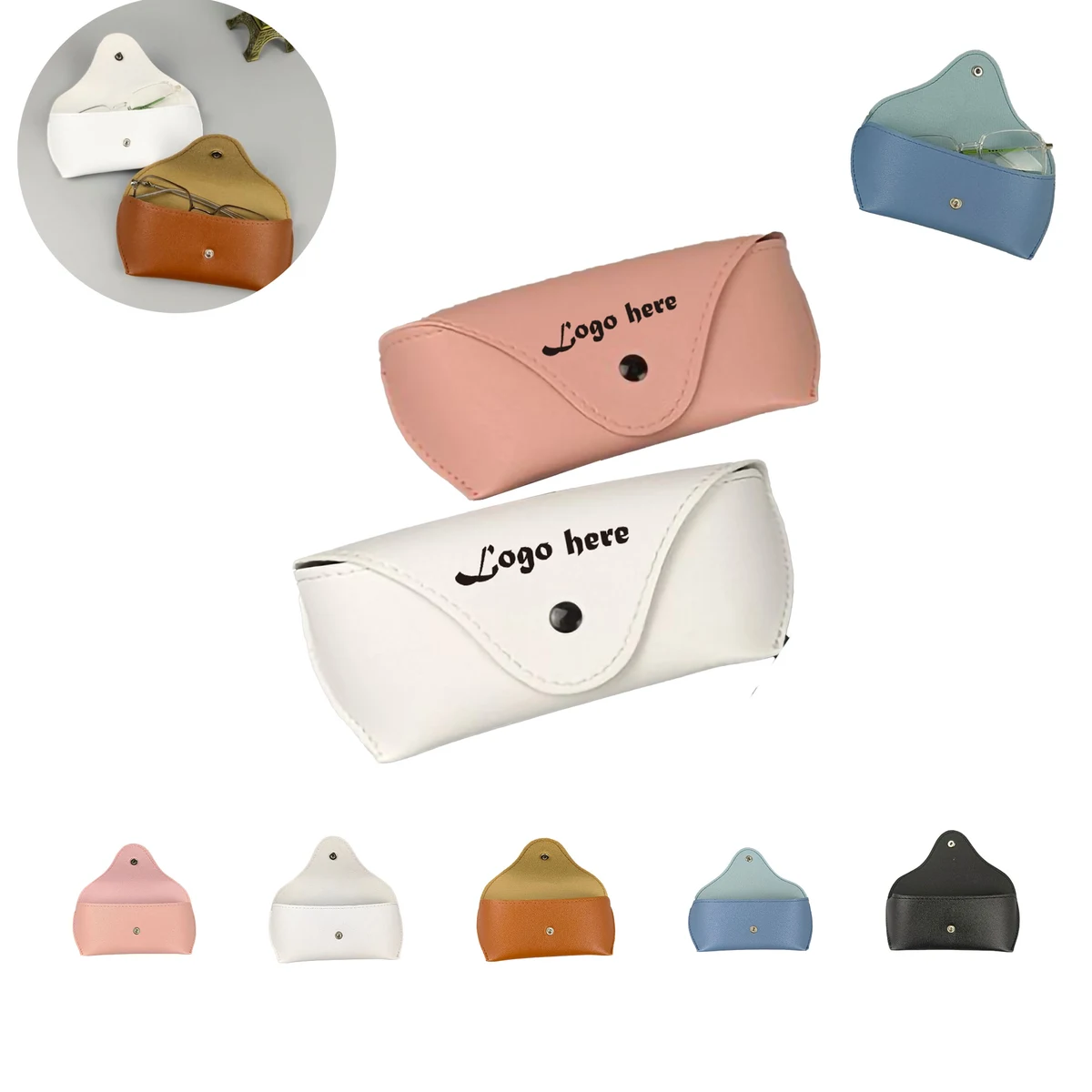 Custom PU Leather Portable Durable Soft Slim Glasses Case MOQ50 1