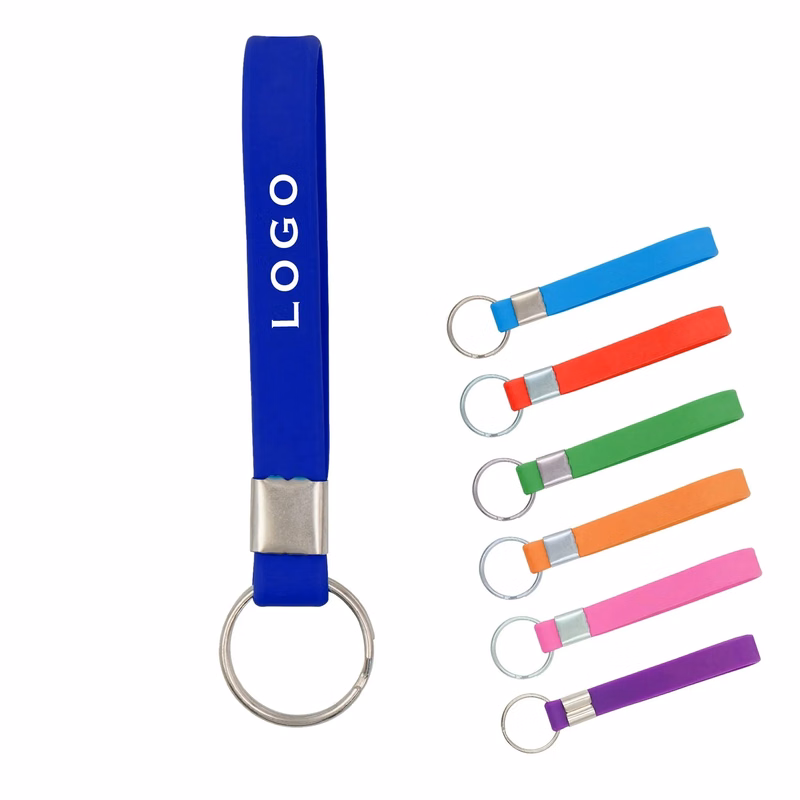 Screen Printed Silicone Wristband Keychain
