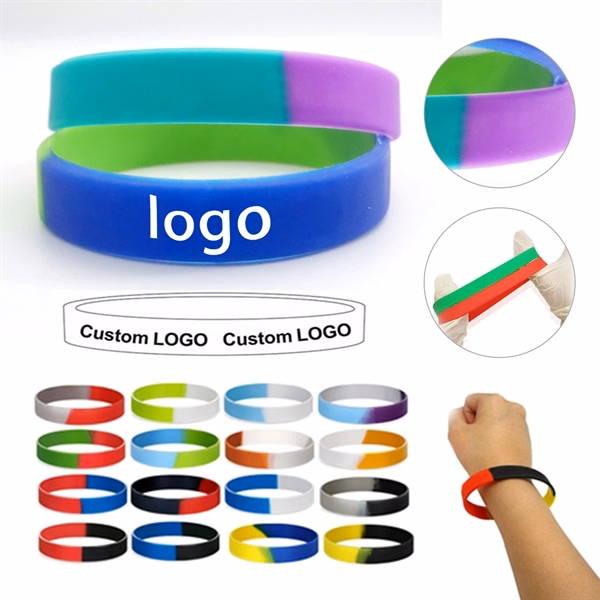 Custom 8 Inch Segmented Multicolor Silicone Bracelet — Awareness & Fundraiser Wristband