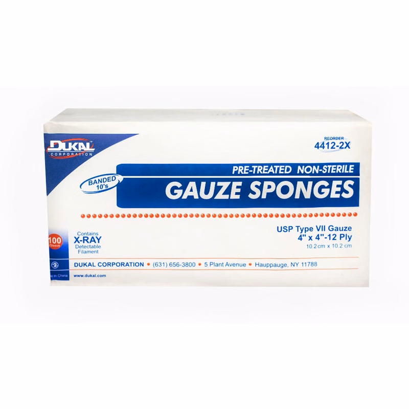 Type VII Gauze Sponges - X-Ray Detectable 100 Count 4" x 4"