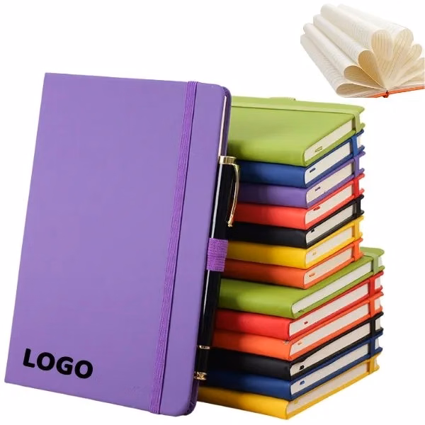 A5 Lined Hardcover Business Notebook with Strap