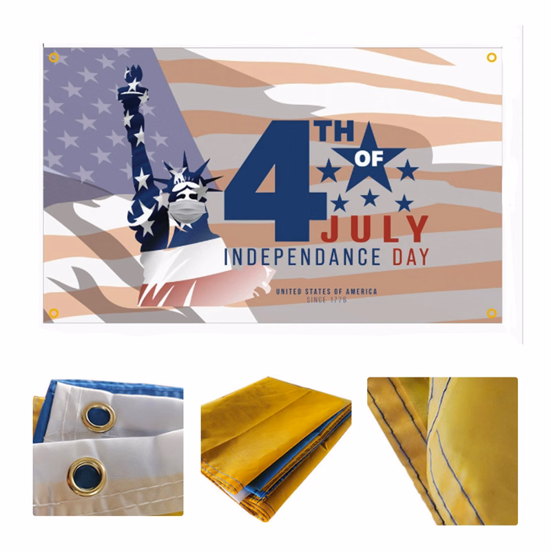 MOQ 50 New Amazon Independence Day Banner USA Flag Custom Logo Party Decoration