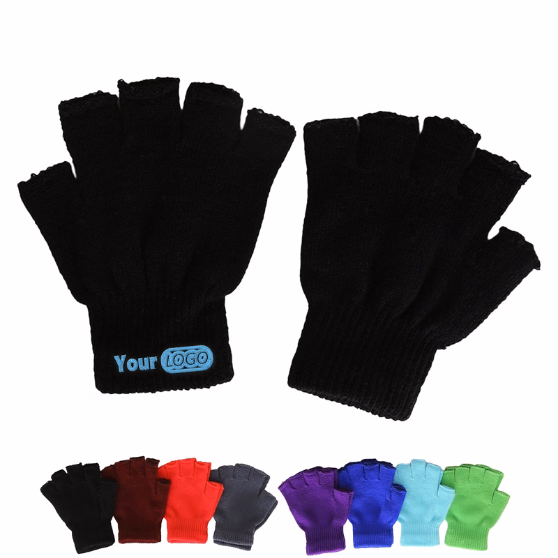 Colorful Winter Knitted Half Finger Gloves