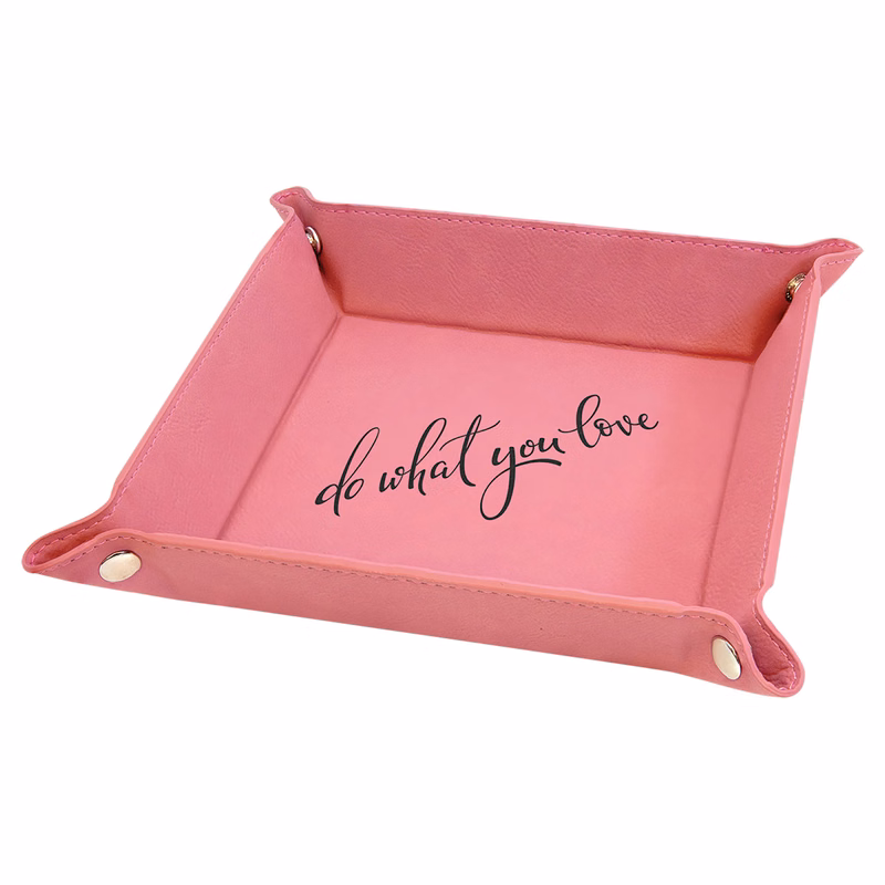 6" x 6" Pink Leatherette Snap Up Tray with Silver Snaps