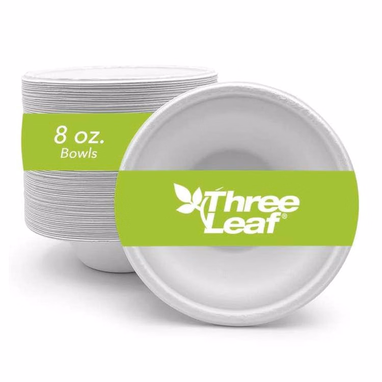 Three Leaf 8oz. Bagasse Bowls 50 Pack