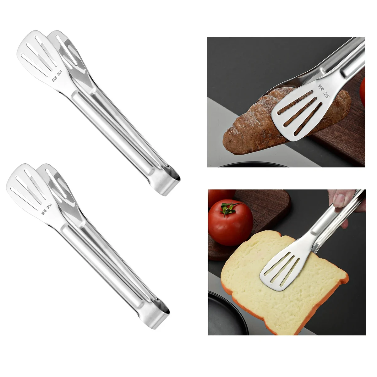304 Stainless Steel Barbecue Kitchen Food Tongs 1