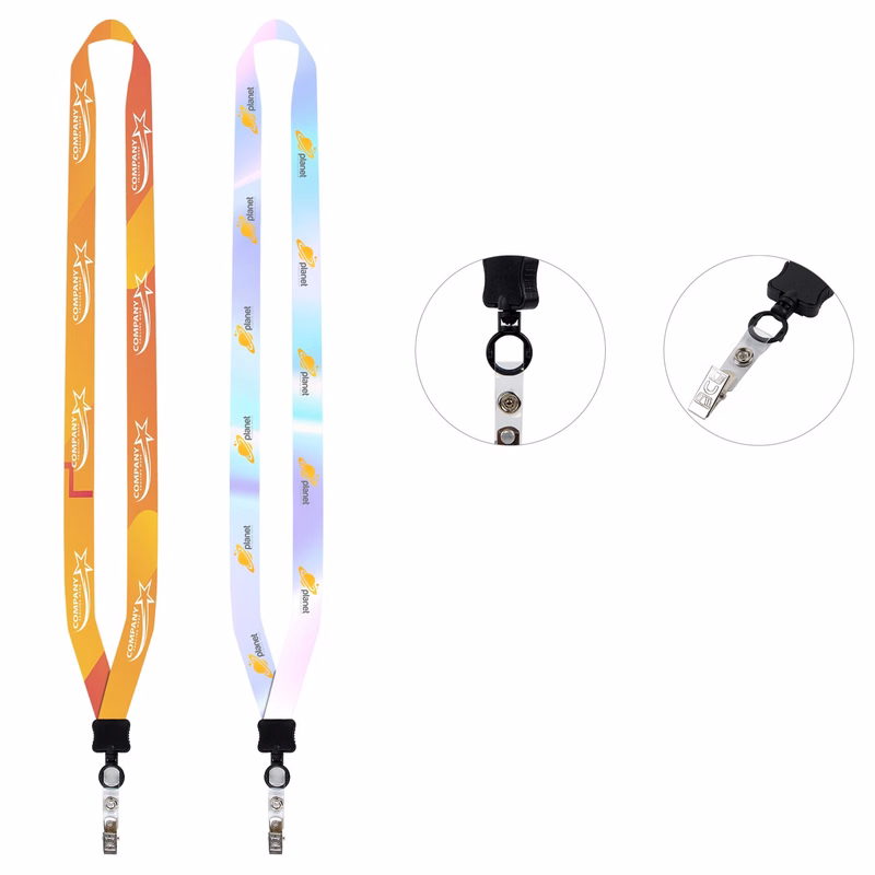 Sublimated Lanyard with Clamshell and Bulldog Clip
