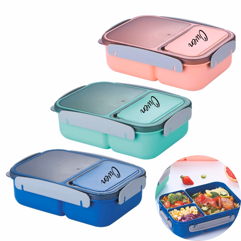 Three Compartment Locks Sealed Portable Lunch Box